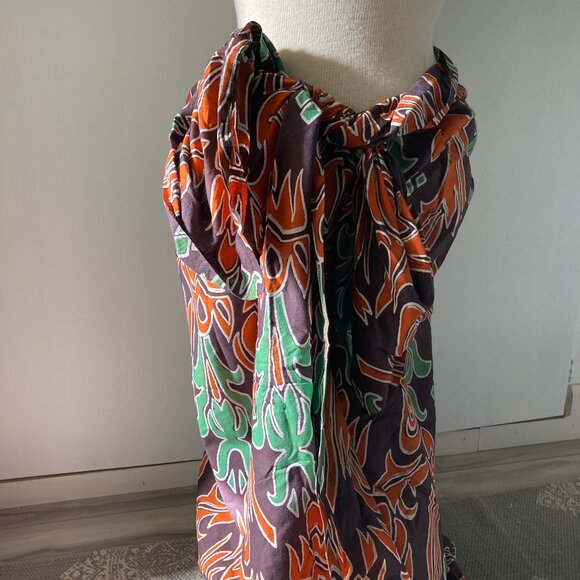 Brown, Orange, Green, White African Batik Fabric from Kenya - Picture 7 of 7